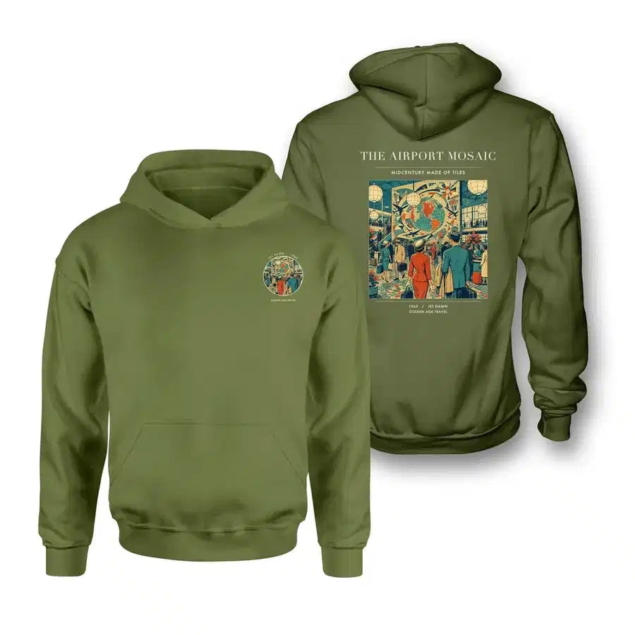VINTAGE G4132 - The Airport Mosaic - Double-Side Hoodie design on greenarmy double side