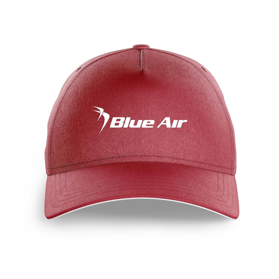 Blue Air logo printed on dark red cap