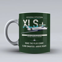 Thumbnail for Cessna Citation XLSPlus design on dark green ceramic mug, double-side print
