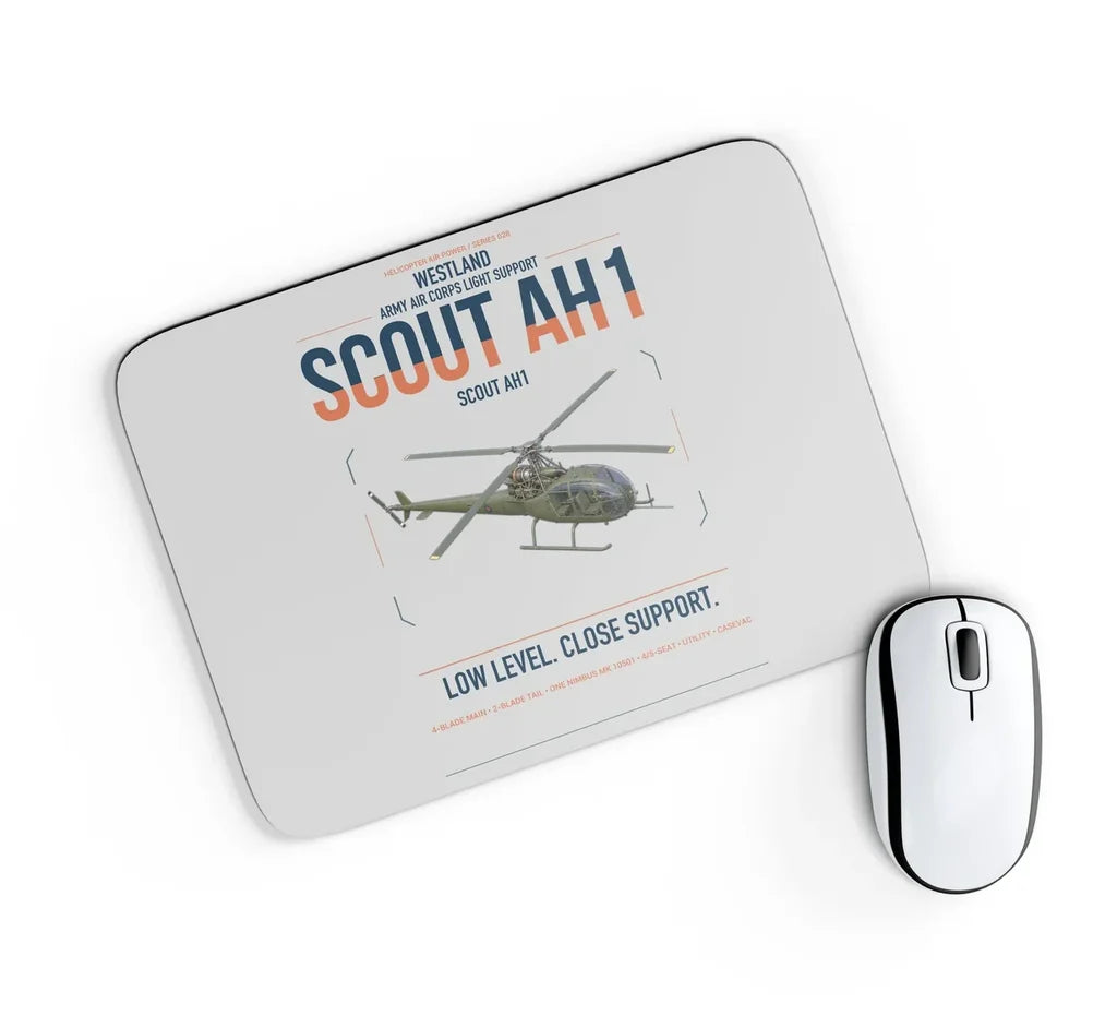Westland Scout AH1 design on light gray rectangle mouse pad