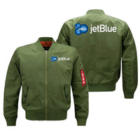 Thumbnail for Jetblue Airways Airlines aviation design embroidered on green bomber jacket