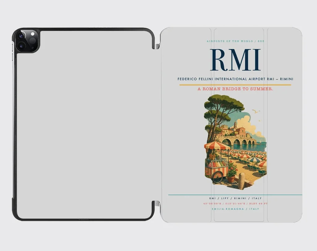 Federico Fellini International Airport (RMI) design on light gray ipad tablet case