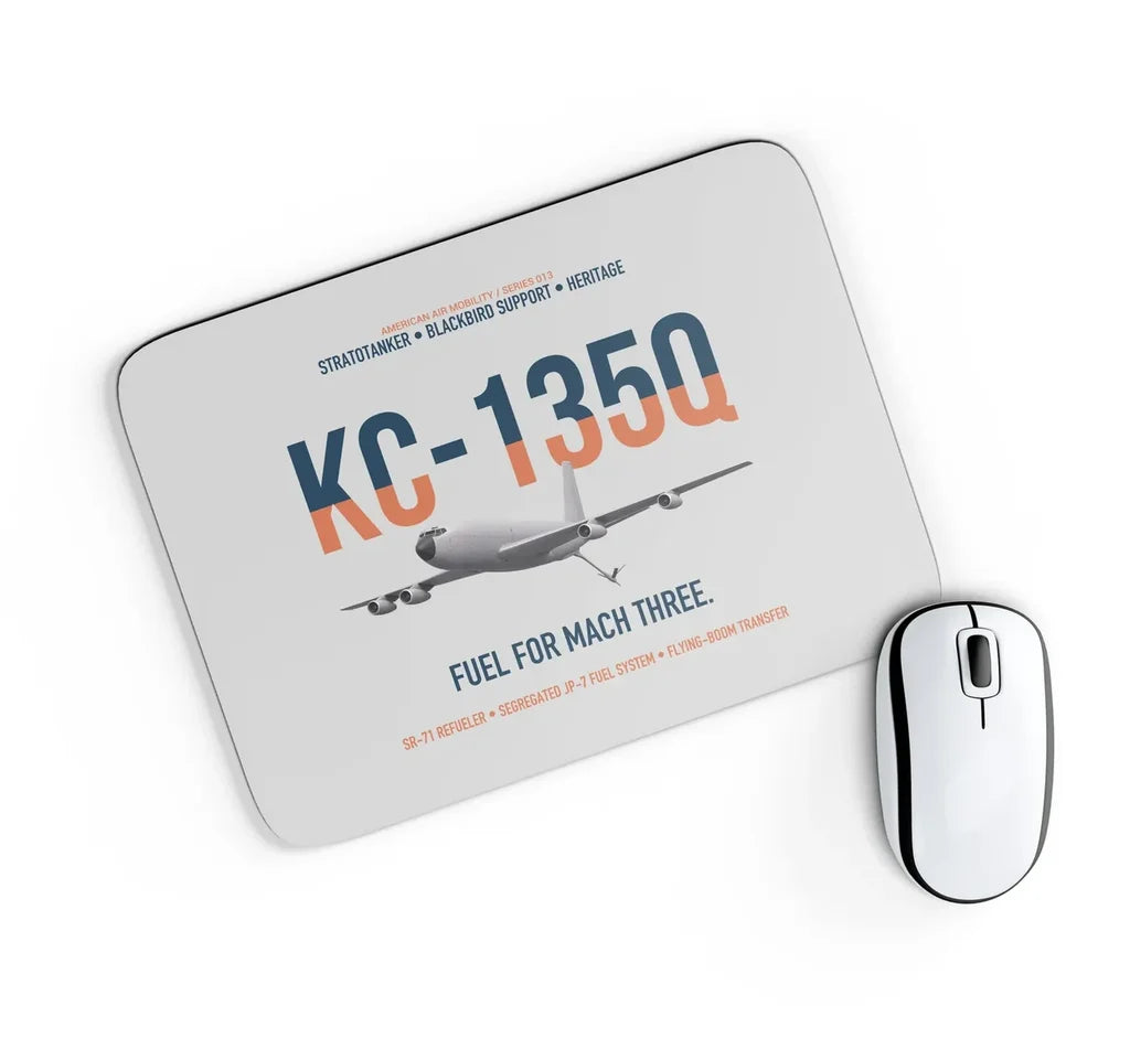KC-135Q Blackbird Tanker design on light gray rectangle mouse pad