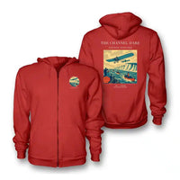 Thumbnail for VINTAGE G4324 - The Channel Dare - Premium Zipped Hoodie design on red