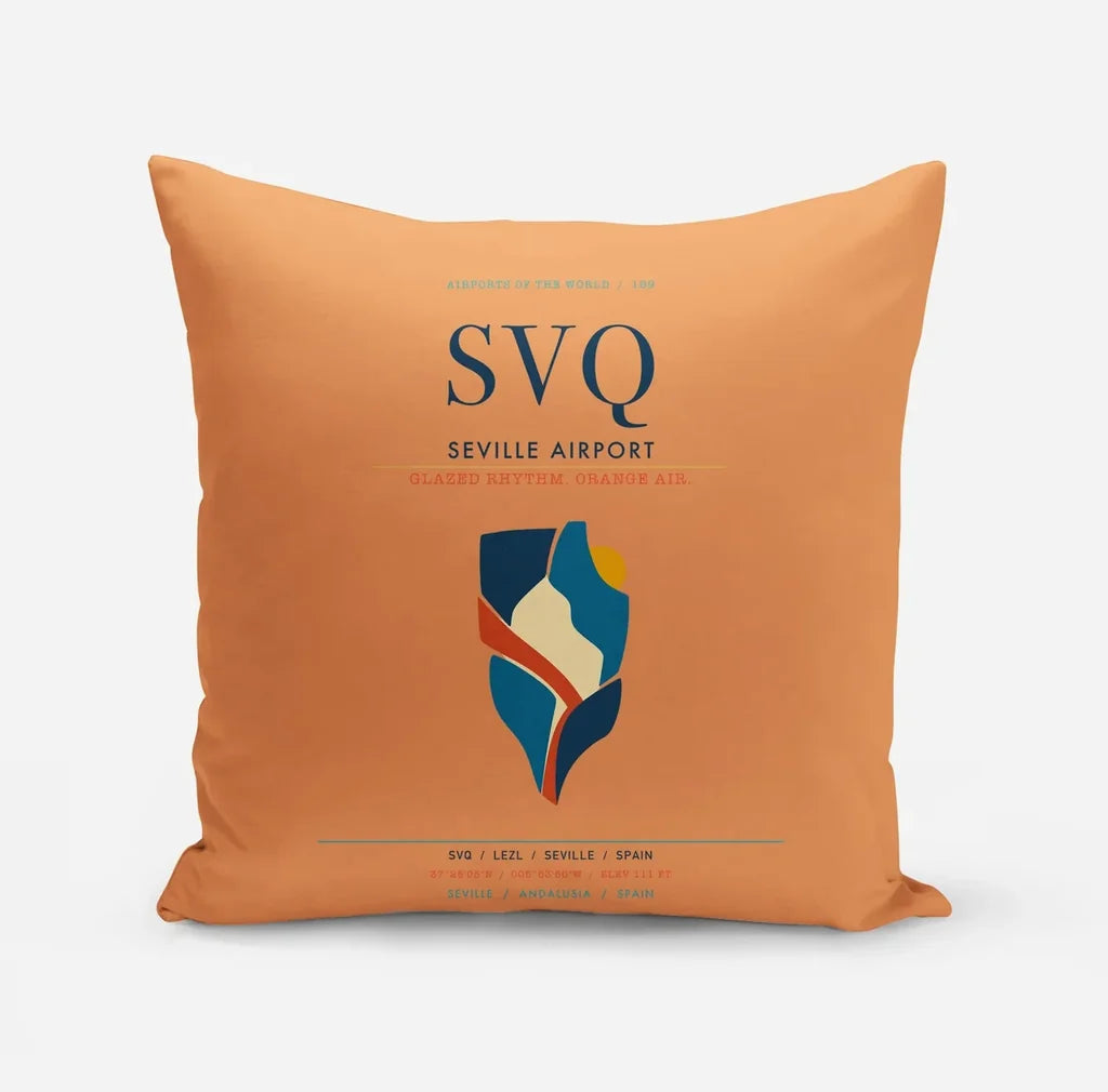 Seville Airport (SVQ) design on orange pillow