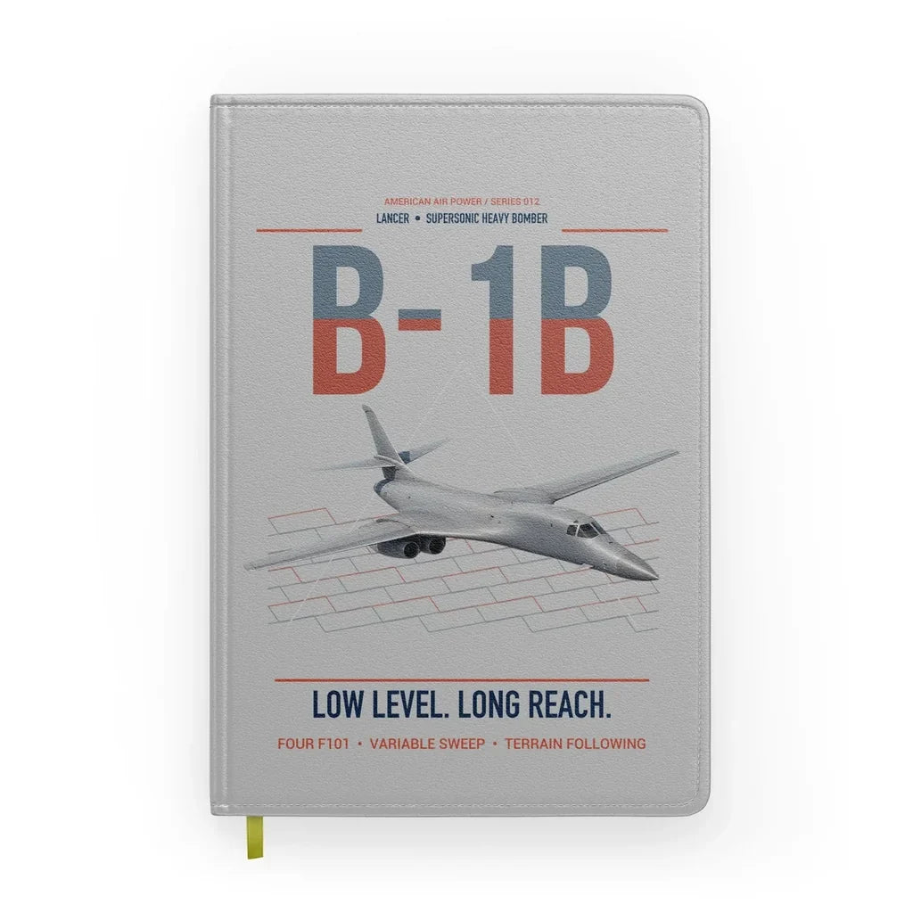 B-1B Lancer design on light gray notebook