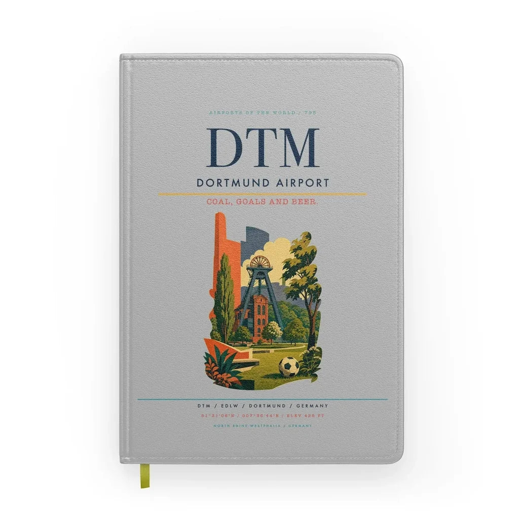 Dortmund Airport (DTM) design on light gray notebook