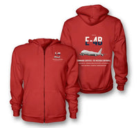 Thumbnail for E-4B Nightwatch design on red premium zipped hoodie, double-side print