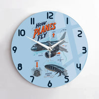 Thumbnail for How Planes Fly V2 design on light blue no frame wall clock