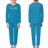 Thumbnail for Pilot & Stripes (4 Lines) children pajamas - Light Blue