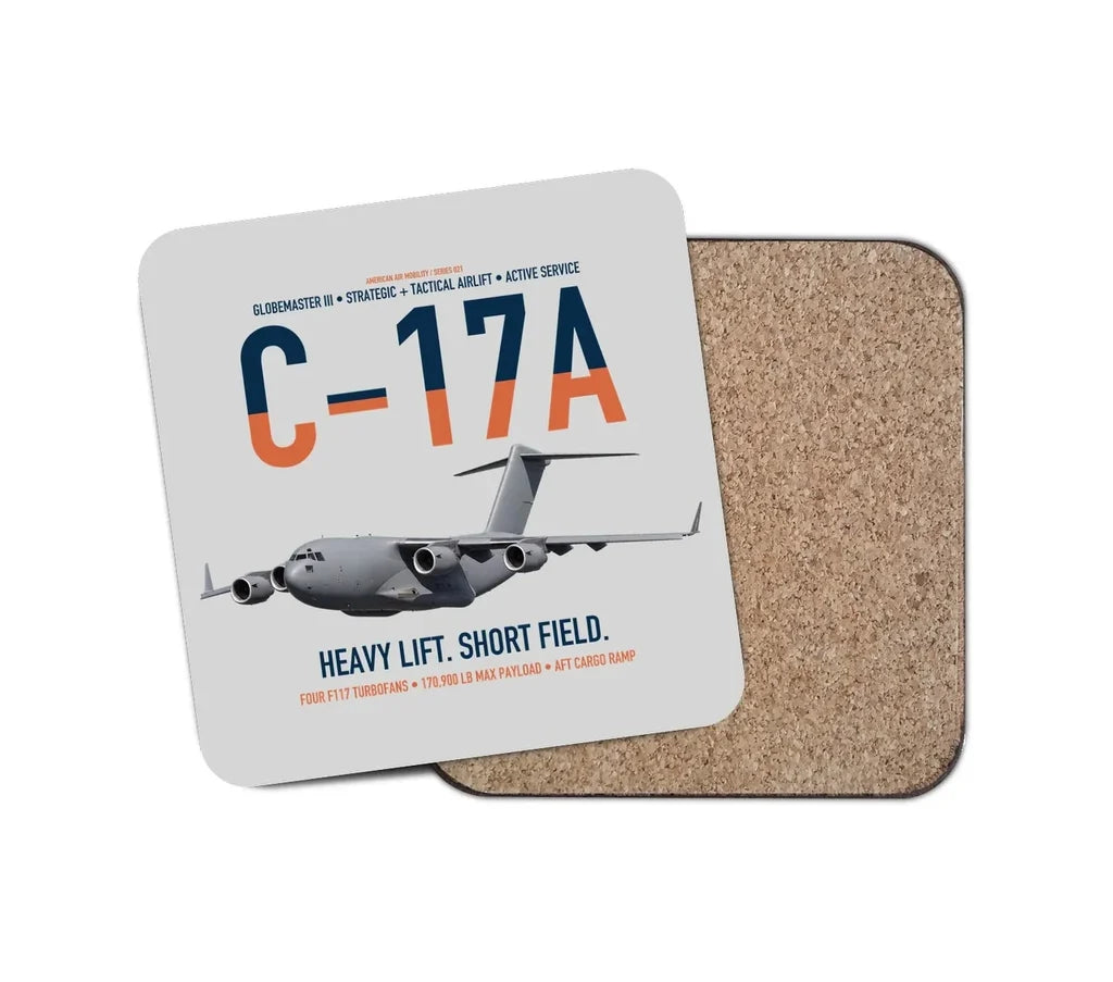 C-17A Globemaster III design on light gray 1 piece coaster