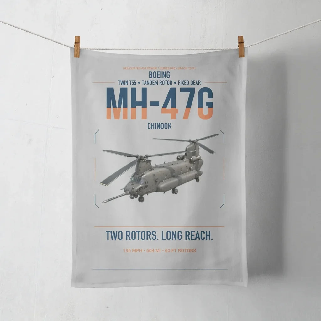 Boeing MH-47G Chinook design on light gray towel