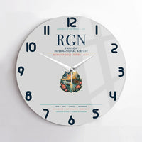 Thumbnail for Yangon International Airport (RGN) design on light gray no frame wall clock