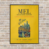 Thumbnail for Melbourne Airport MEL vertical canvas print - framed - yellow background