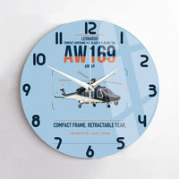 Thumbnail for Leonardo AW169 design on light blue no frame wall clock