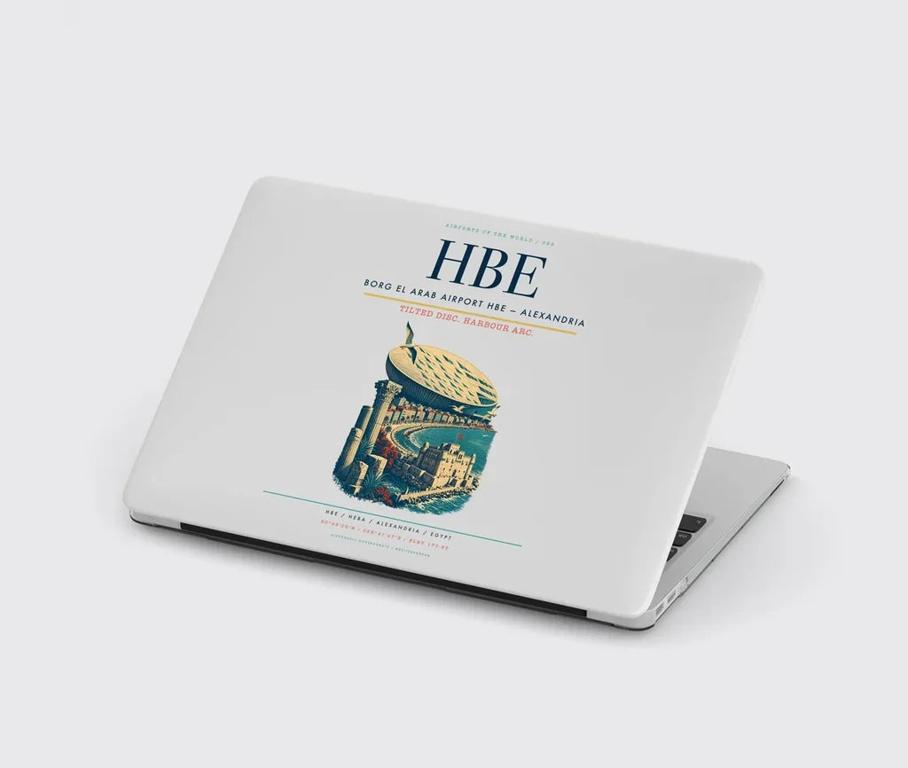 Borg El Arab Airport (HBE) design on light gray MacBook case