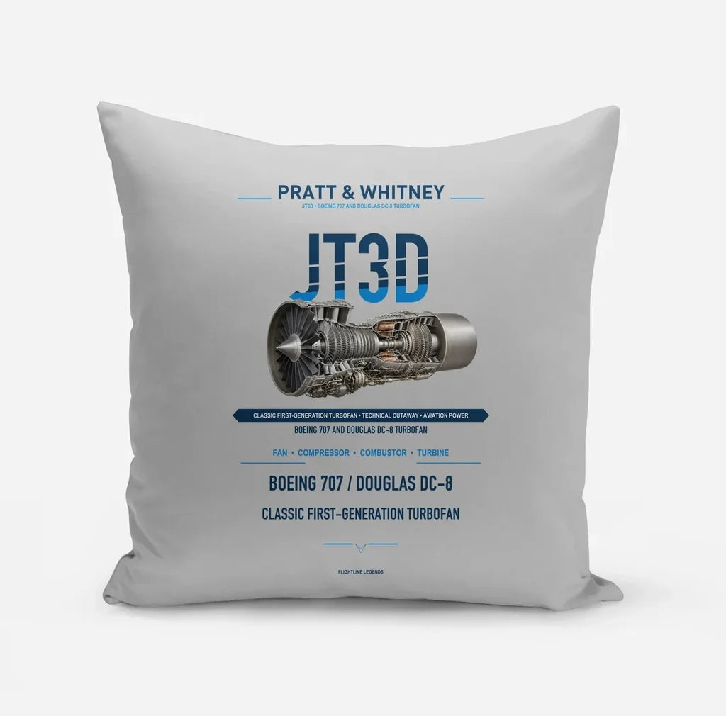 JT3D design on light gray pillow