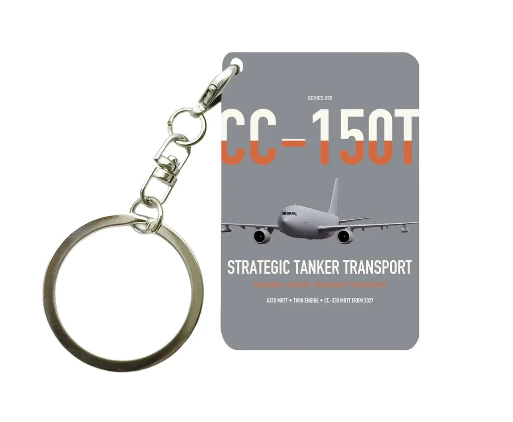 Airbus CC-150T Polaris design on gray designed key chain, double-side print