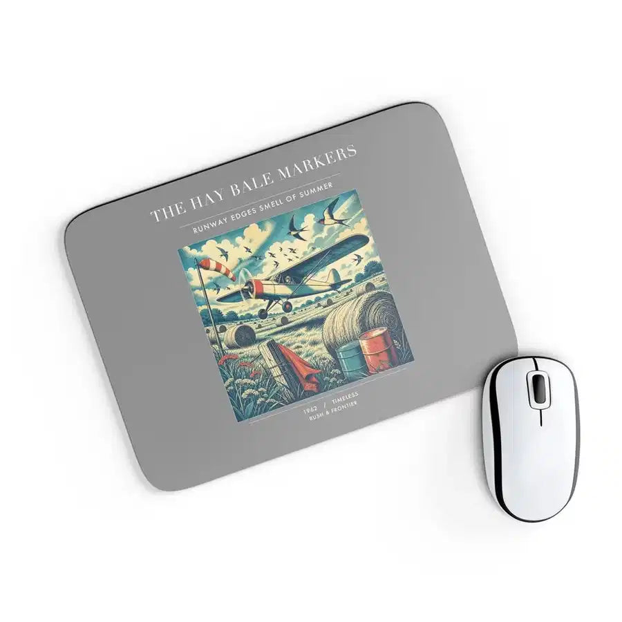VINTAGE G4387 - The Hay Bale Markers - Designed Mouse Pads design on gray rectangle