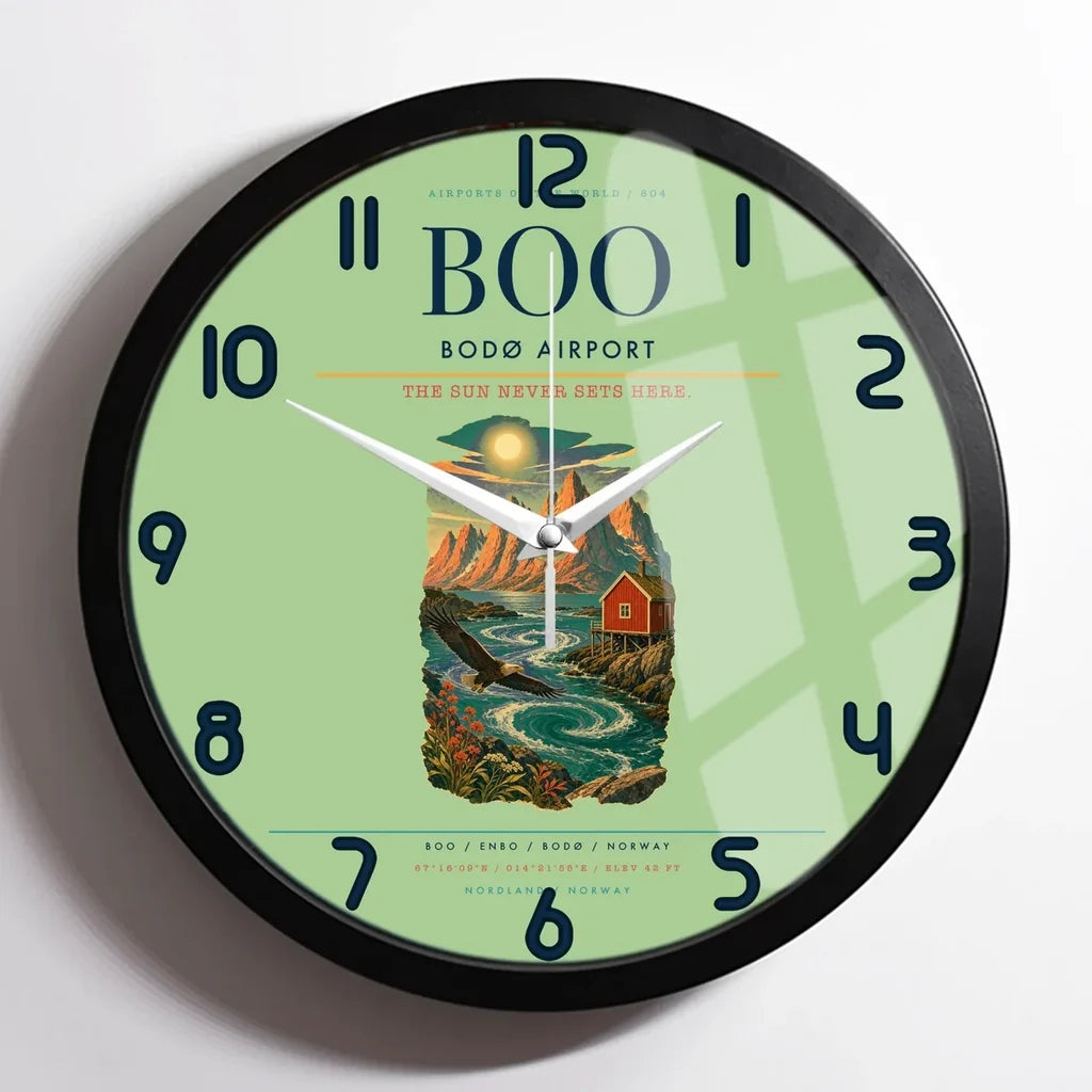 Bod Airport BOO Wall-Clock Framed - Light Green