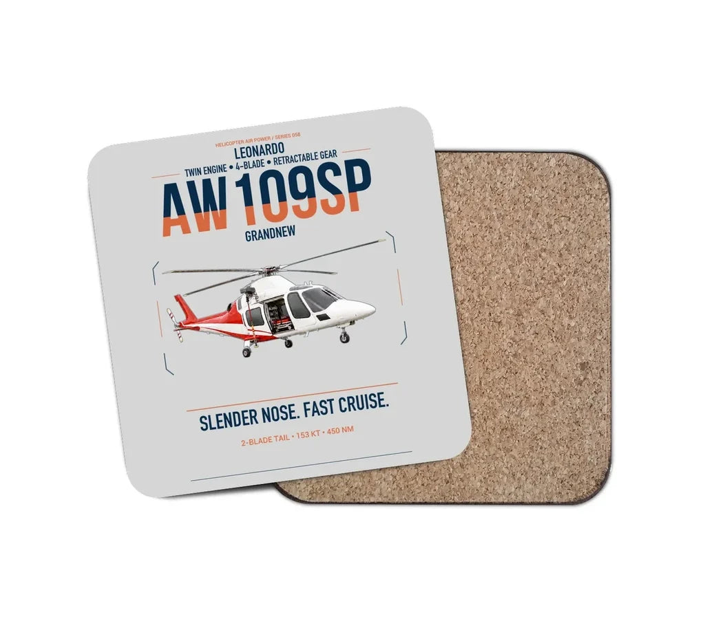 Leonardo AW109SP GrandNew design on light gray 1 piece coaster