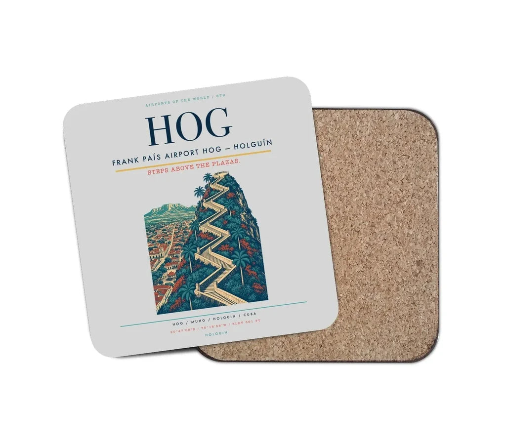 Frank País Airport (HOG) design on light gray 1 piece coaster