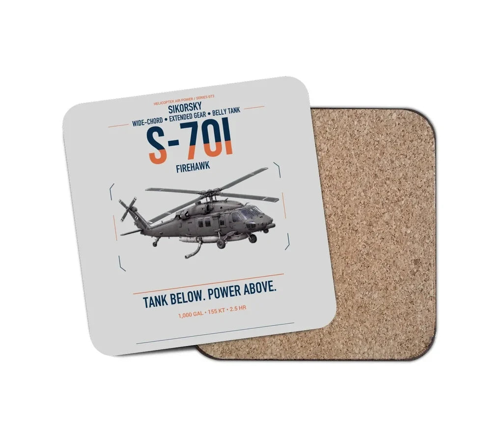 Sikorsky S-70i FIREHAWK design on light gray 1 piece coaster