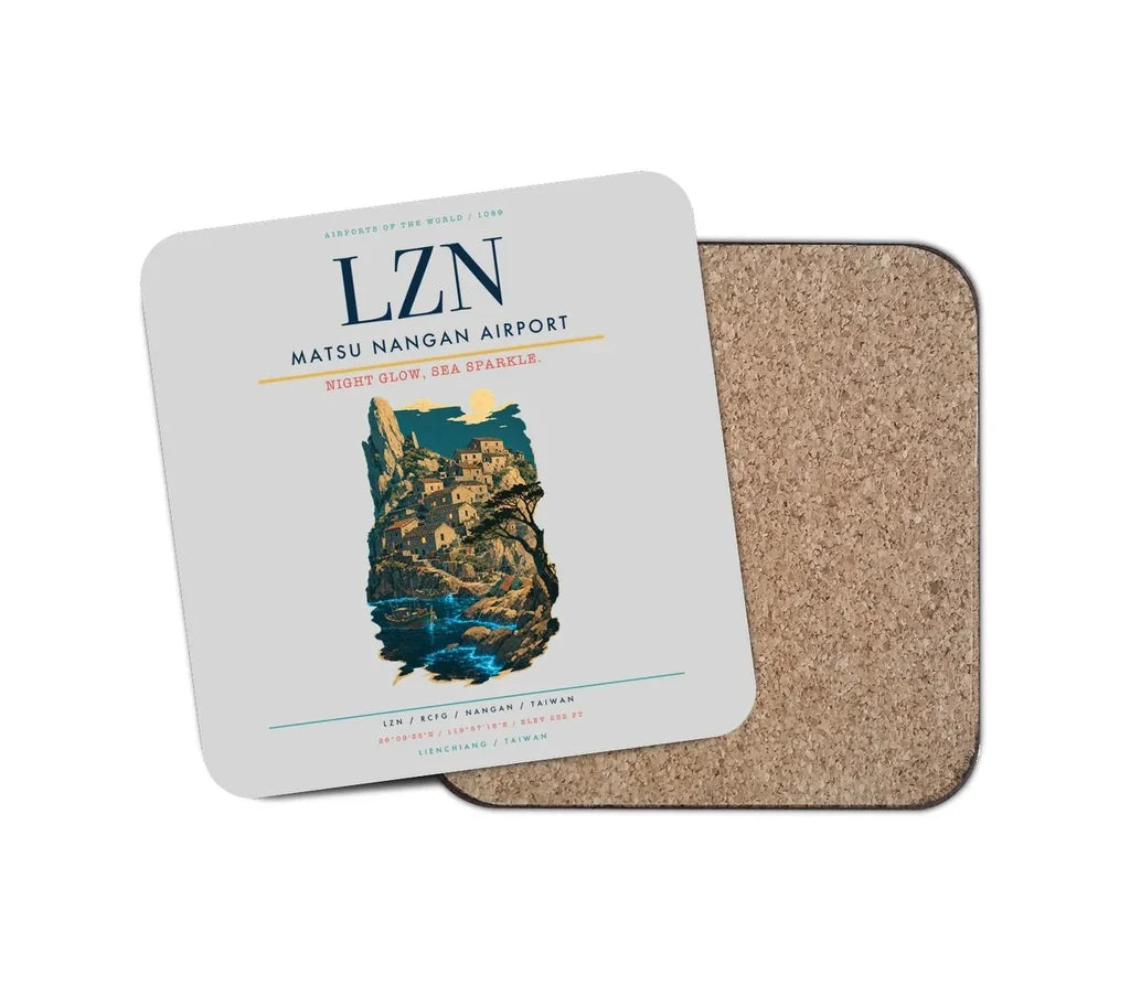Matsu Nangan Airport (LZN) design on light gray 1 piece coaster