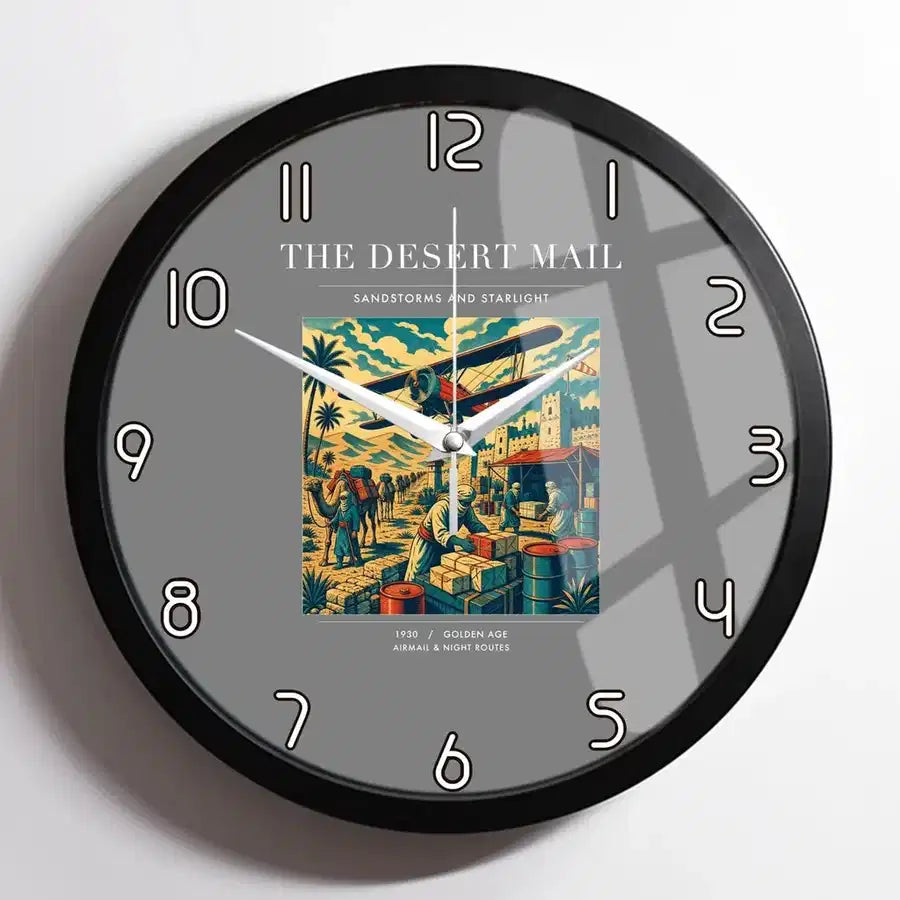 VINTAGE G4020 - The Desert Mail - Designed Wall Clocks design on gray framed