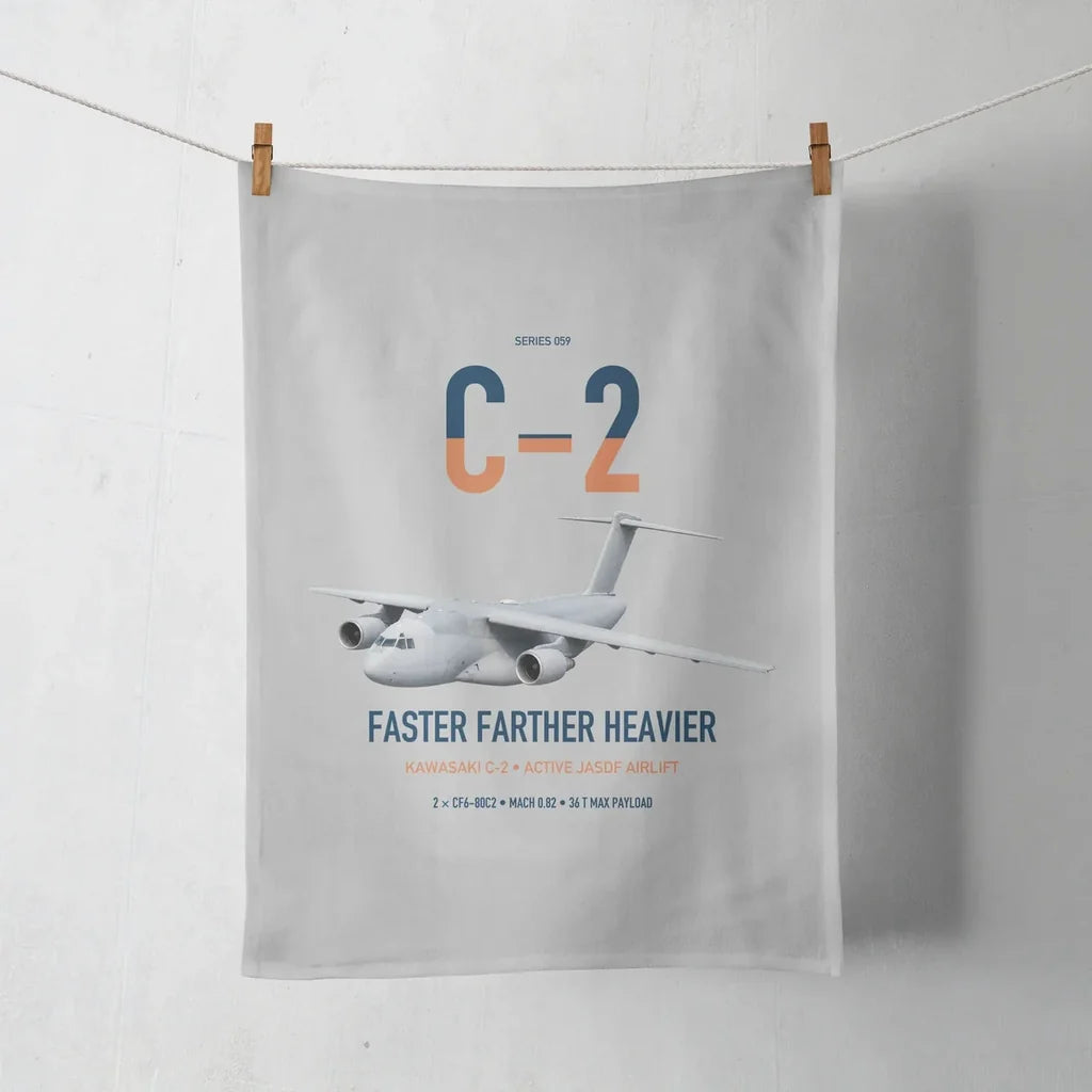 Kawasaki C-2 design on light gray towel