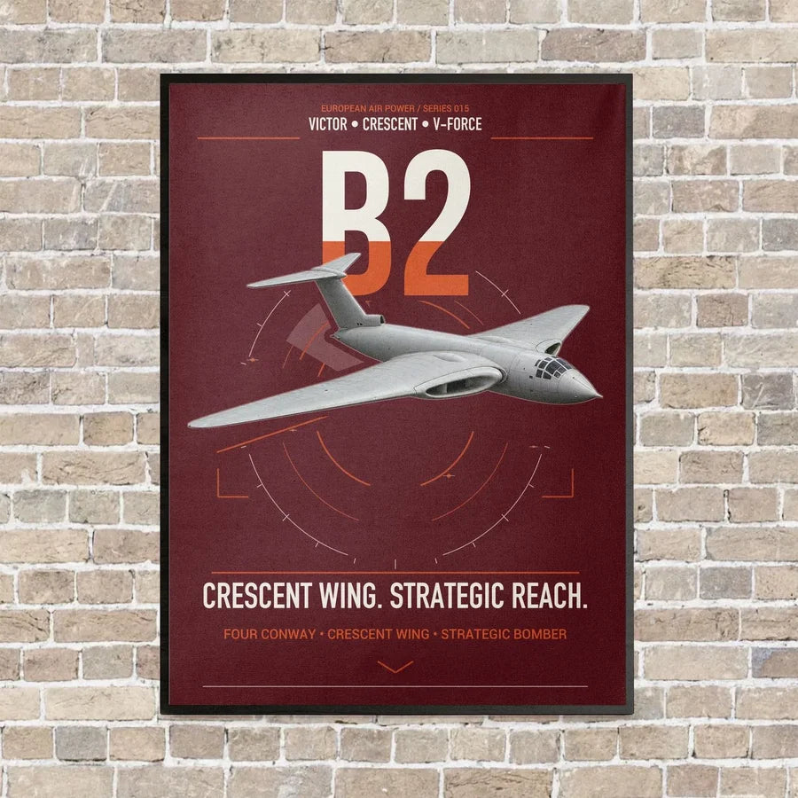 Handley Page Victor B2 vertical canvas print - framed - dark red background
