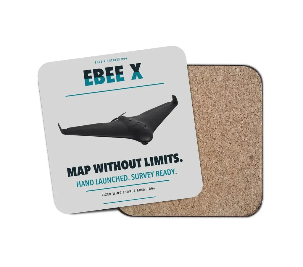 AgEagle eBee X design on light gray 1 piece coaster