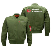 Thumbnail for Japan Airlines aviation design embroidered on green bomber jacket
