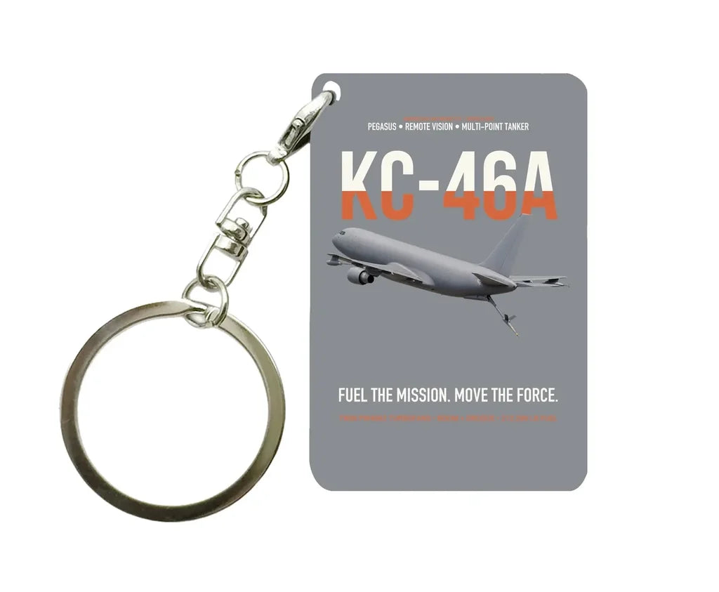 KC-46A PEGASUS design on gray designed key chain, double-side print