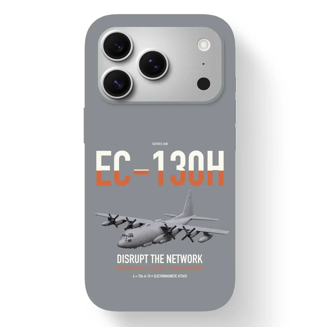 EC-130H Compass Call design on gray magsafe iphone case, for iPhone 17 Pro