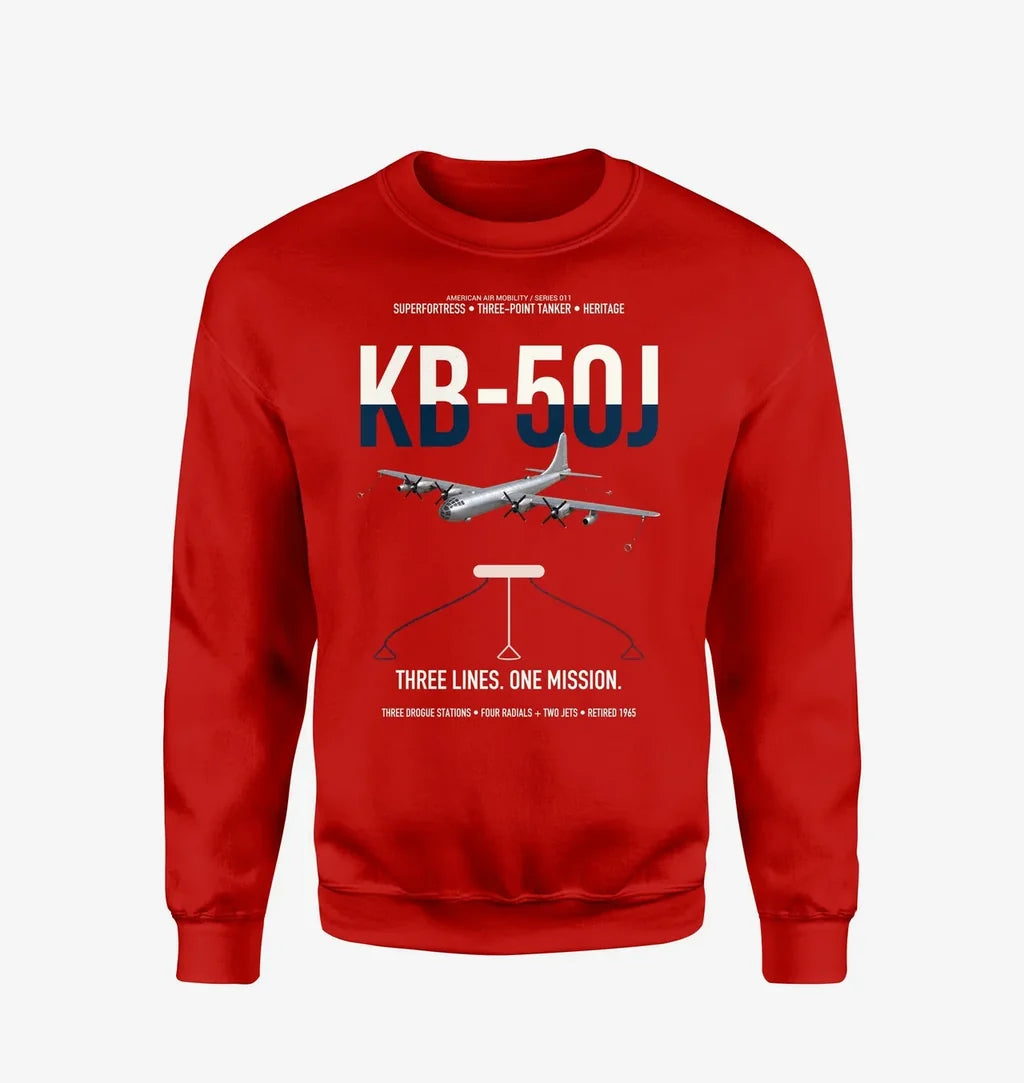 KB-50J Superfortress design on red sweatshirt