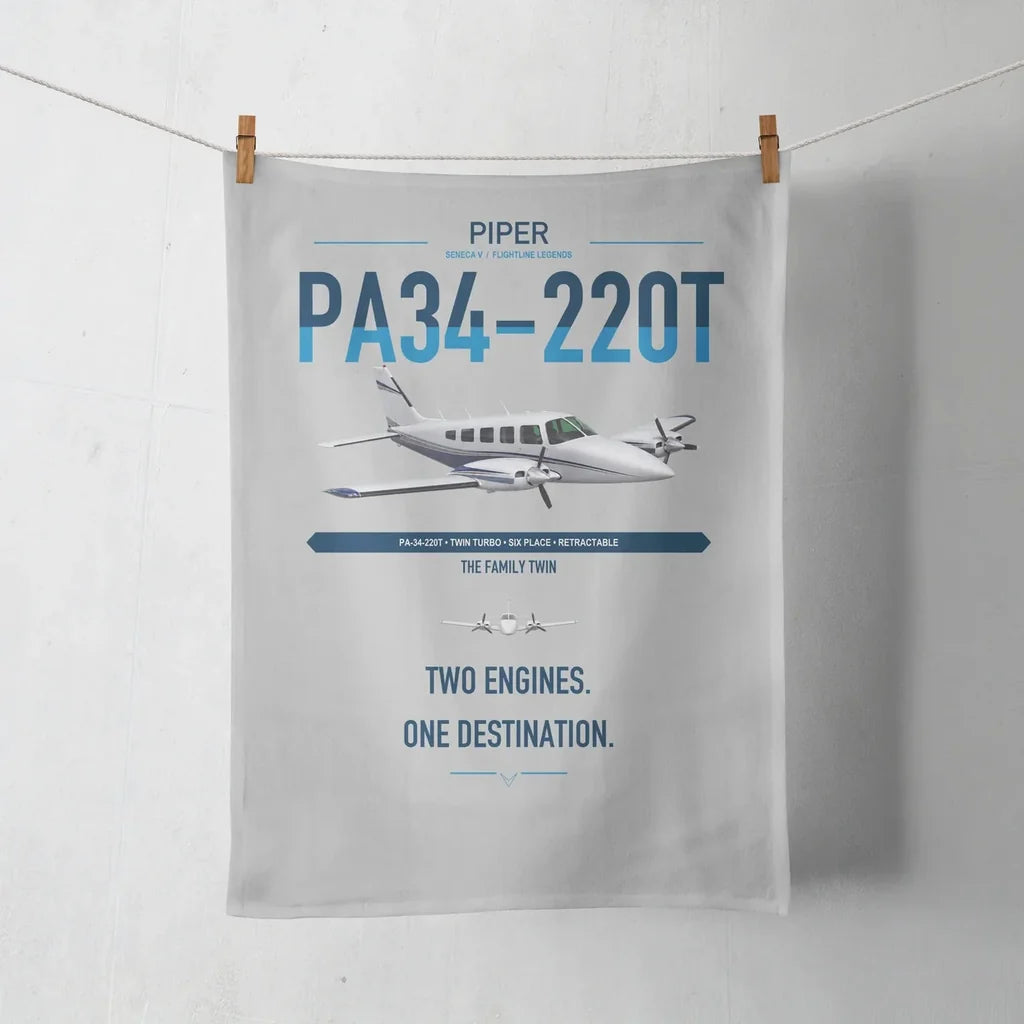 Piper PA-34-220T Seneca V design on light gray towel