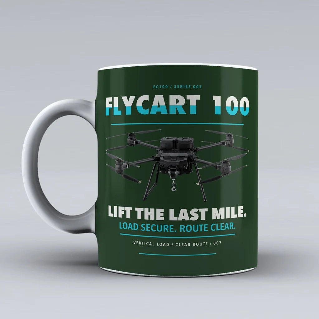 FlyCart 100 Mug design on dark green dji