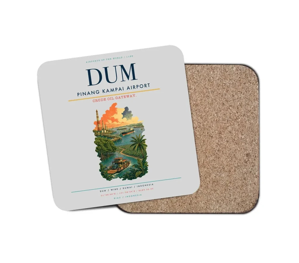 Pinang Kampai Airport (DUM) design on light gray 1 piece coaster