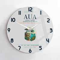 Thumbnail for Queen Beatrix International Airport (AUA) design on light gray no frame wall clock