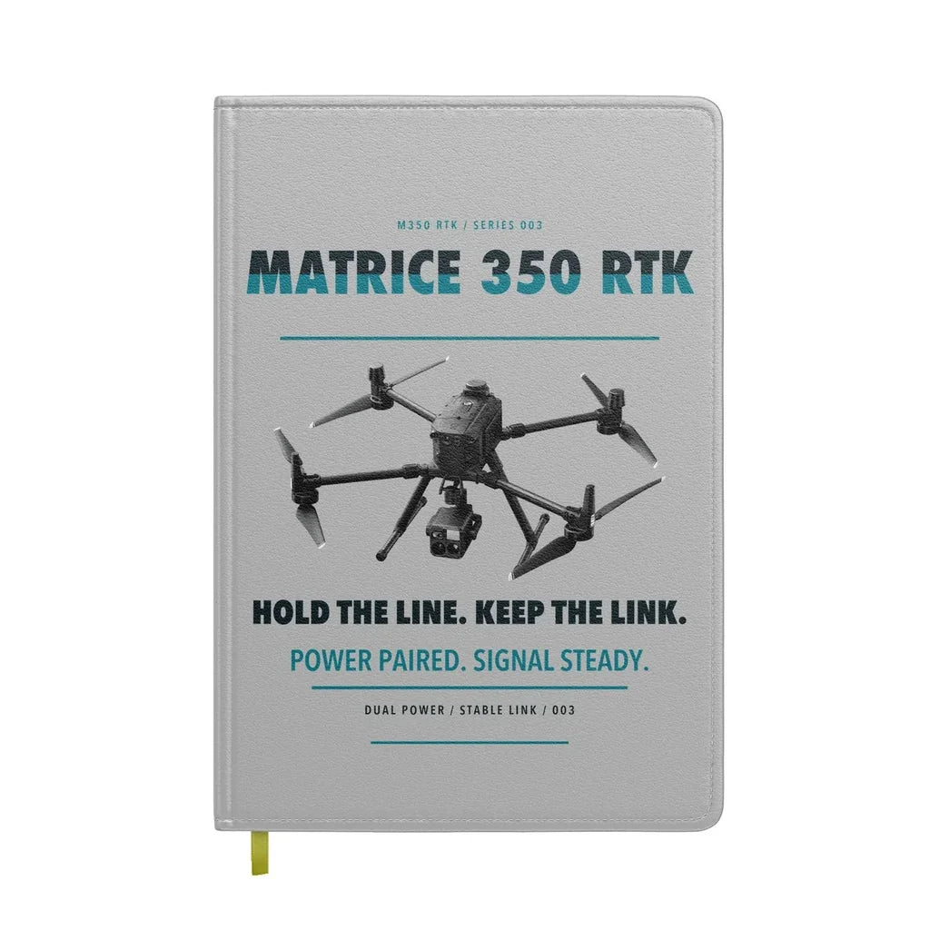 DJI Matrice 350 RTK design on light gray notebook