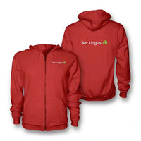 Thumbnail for Aer Lingus Airlines logo on red zipped hoodie