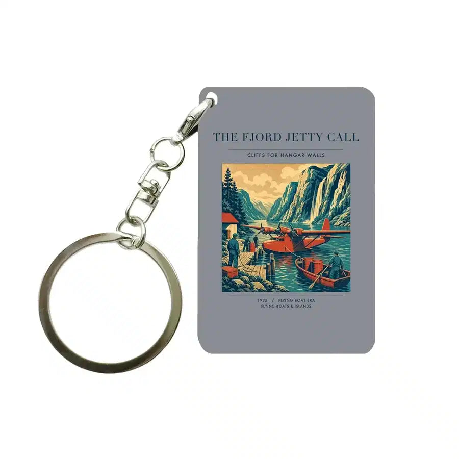 VINTAGE G4185 - The Fjord Jetty Call - Designed Key Chain design on gray