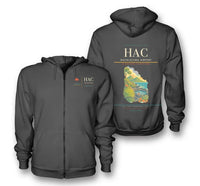 Thumbnail for Hachijojima Airport (HAC) design on dark gray premium zipped hoodie