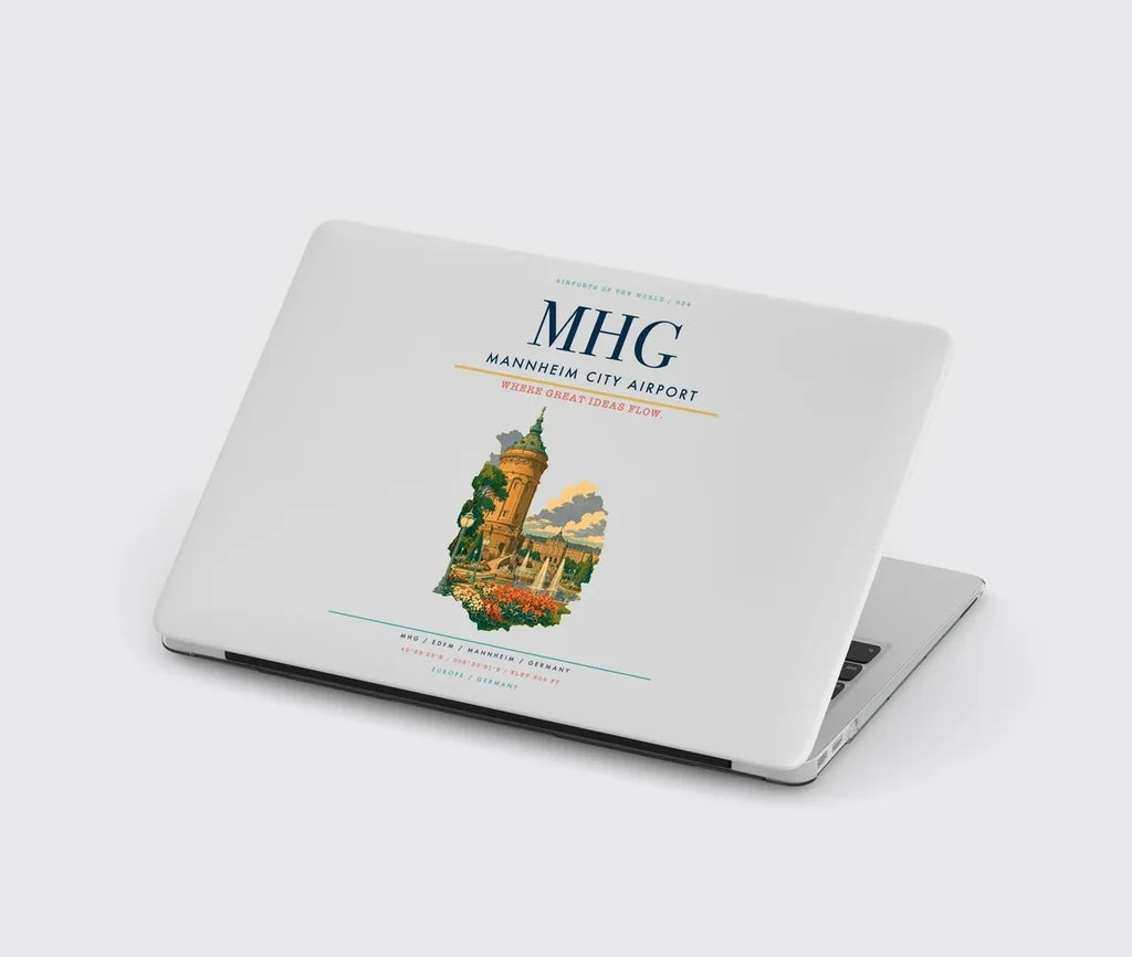Mannheim City Airport (MHG) design on light gray MacBook case