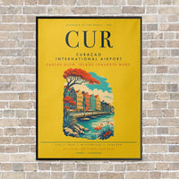 Thumbnail for Curaçao International Airport CUR vertical canvas print - framed - yellow background