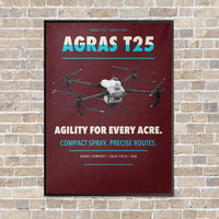 Thumbnail for DJI Agras T25 vertical canvas print - framed - dark red background