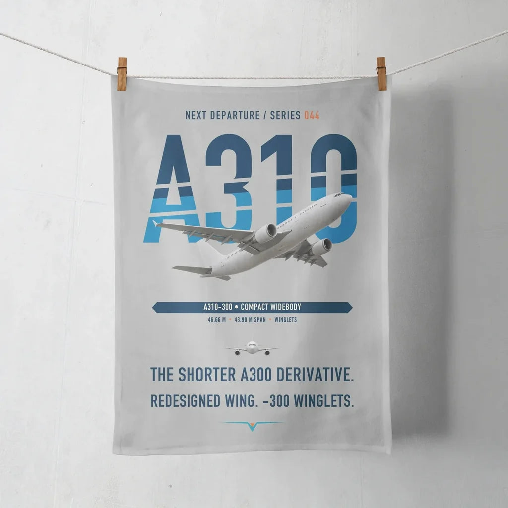 Airbus A310-300 design on light gray towel
