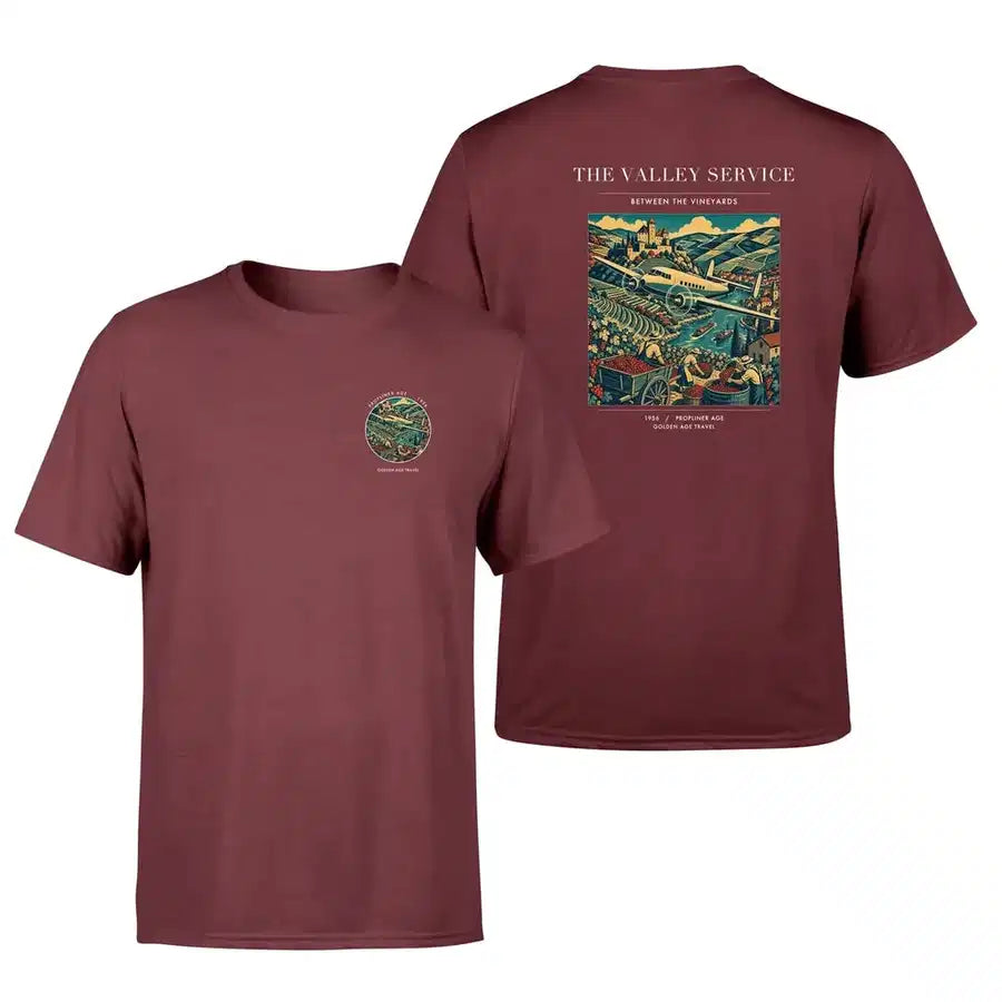 VINTAGE G4110 - The Valley Service - Double-Side T-Shirt design on darkred double side t shirt