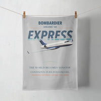 Thumbnail for Bombardier Global Express design on light gray towel